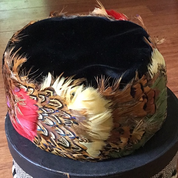Pollyanna Vintage Pheasant Pillbox hat main image 8